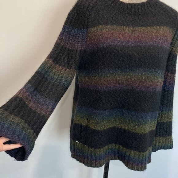 RAQUEL ALLEGRA SWEATER RAINBOW STRIPED ALPACA KNIT PULLOVER​​​​​​​ - Picture 5 of 15
